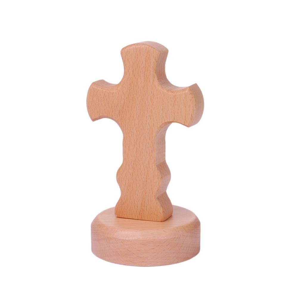 Standing Wooden Crosses Vintage Crucifix Sculpture Art Religious Crosses Ornament  Easters Faith