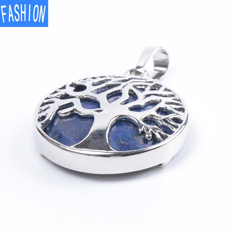 

Ожерелье с подвеской из натурального камня, круглое ожерелье с деревом жизни, аметист lapis lazuli