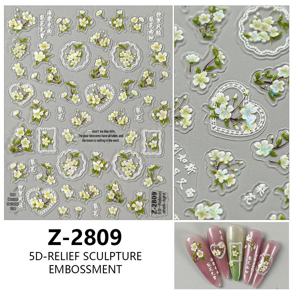 Redanco 5D Embossed Shell & Pear Blossom Nail Stickers (Z-2809)
