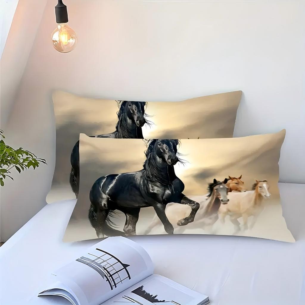 Sun Horse Herd Running Pattern 3D Printed Duvet Cover Soft Comfortable Luxury Bedding Set Wildlife Theme Quilt Cover Pillowcases