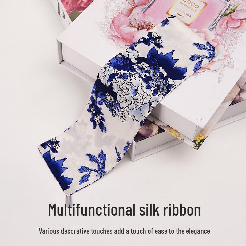 

Chinese Silk Floral Hairband Scarf: Versatile Mulberry Silk Ribbon for Women