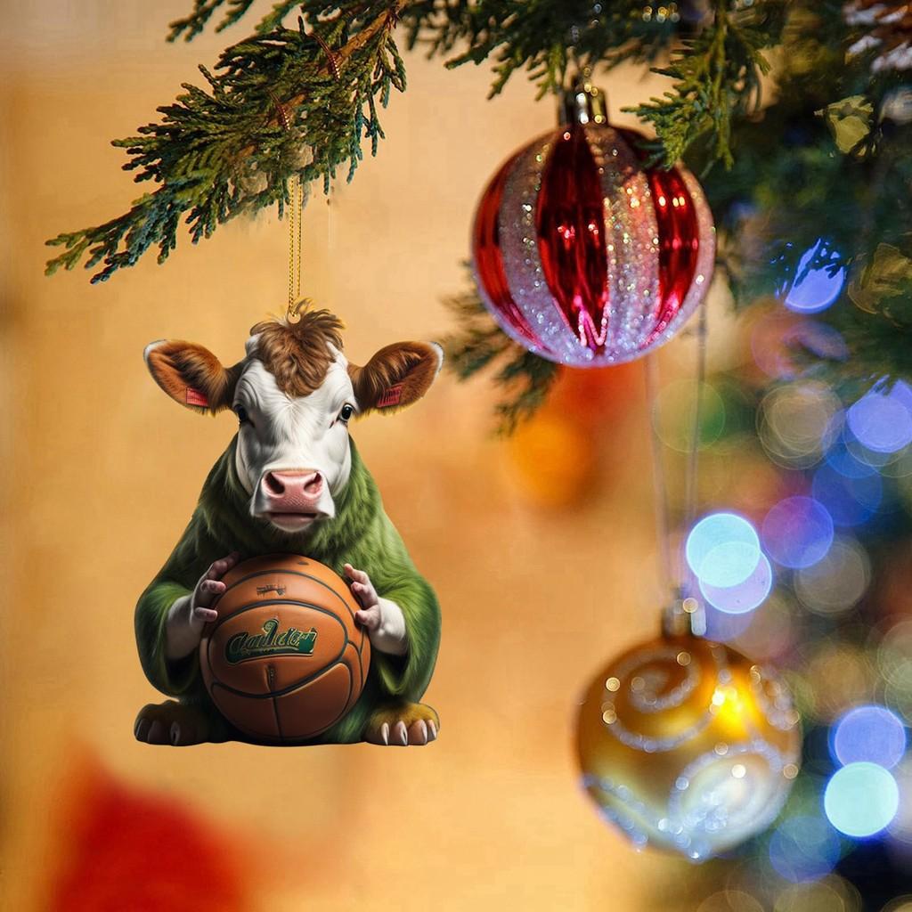 

Acrylic Cow Adorable Christmas Ornament Cute Car Hanging Decor For Festive Vibes 1