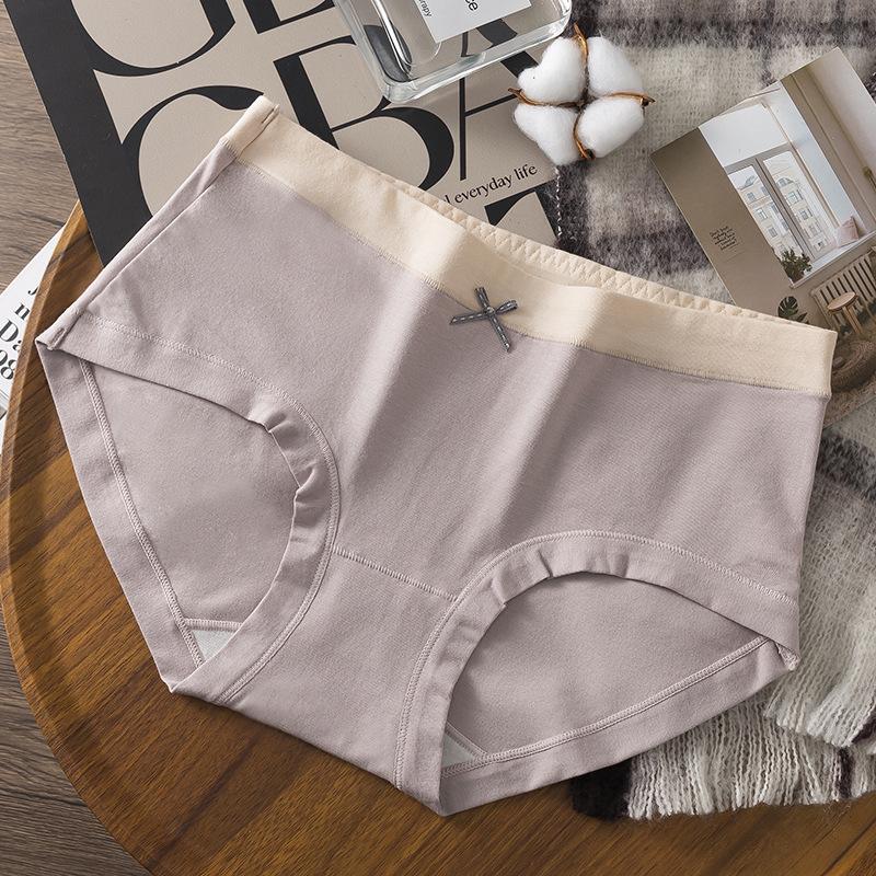 Ladies Spring and Autumn New Simple Pure Cotton 7A Antibacterial Crotch-free Waist Triangle Briefs