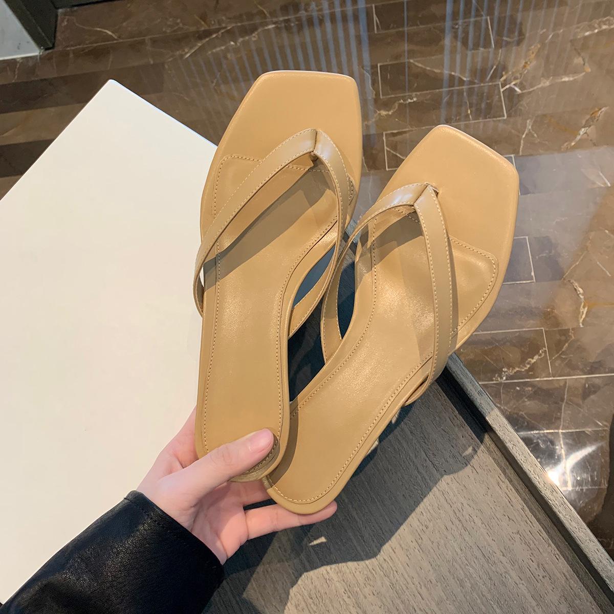 

Виноградная студияли летние новые туфли на высоком каблуке-рюмочке, шлепанцы на плоской подошве с открытым носком, крутые тапочки 34