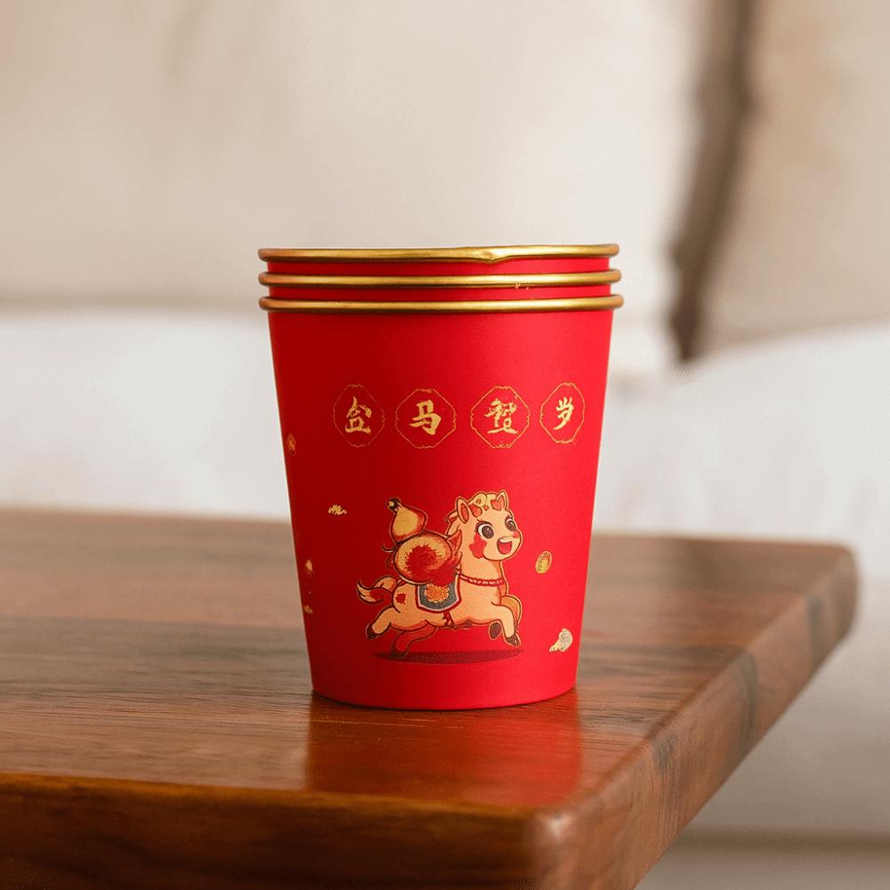 50pcs Horse Pattern 2026 Spring Festival Disposable Cup Anti-scalding Water Cup  Party