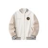 Life Series Letter Splicing Single-Breasted Warm Long Sleeve Baseball Jacket Women Jackets Nude Apricot White 162418762-1