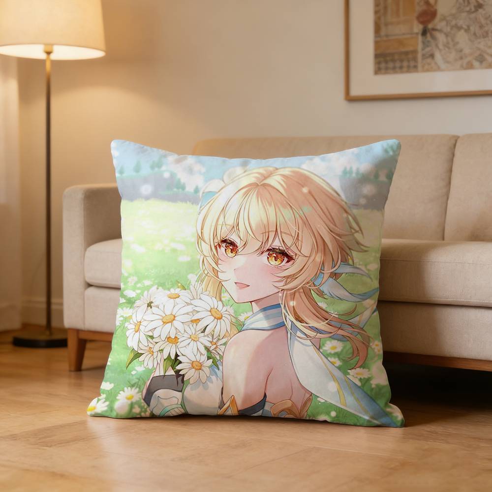 GGenshin Lumine Impact Pillow Case Cushion Cover Throw Pillow Case For Car Sofa