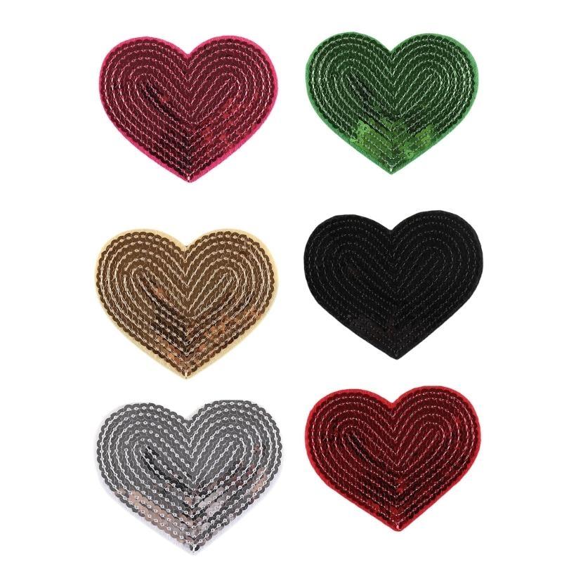652F 10 Pcs Heart Iron on Patches Heart Patches Sewing on Applique Embroidered Patches for Clothes Bag Coat