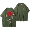 Unisex Sommer Baumwolle Rote Rose Gewickeltes Band Bedrucktes T-Shirt Atmungsaktiv Groß Lässig Locker T-Shirt Kurzarm