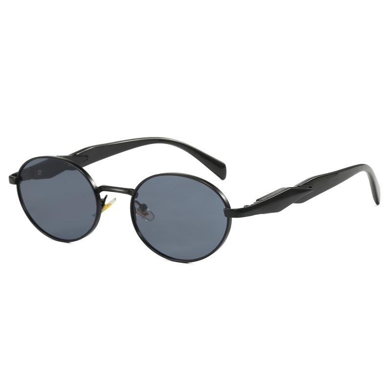 New Trendy Retro Sunglasses Classic Oval Vintage Gold and Gray Metal Frame Fashion Sun Glasses Oval sunglasses