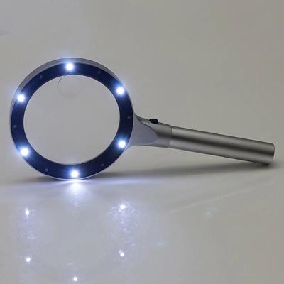 Handheld 12 Led Magnifier 10x Optical Glasses Illuminated Magnifier With Led Light Reading Magnifying Glass Lupa Jewelry Loupe