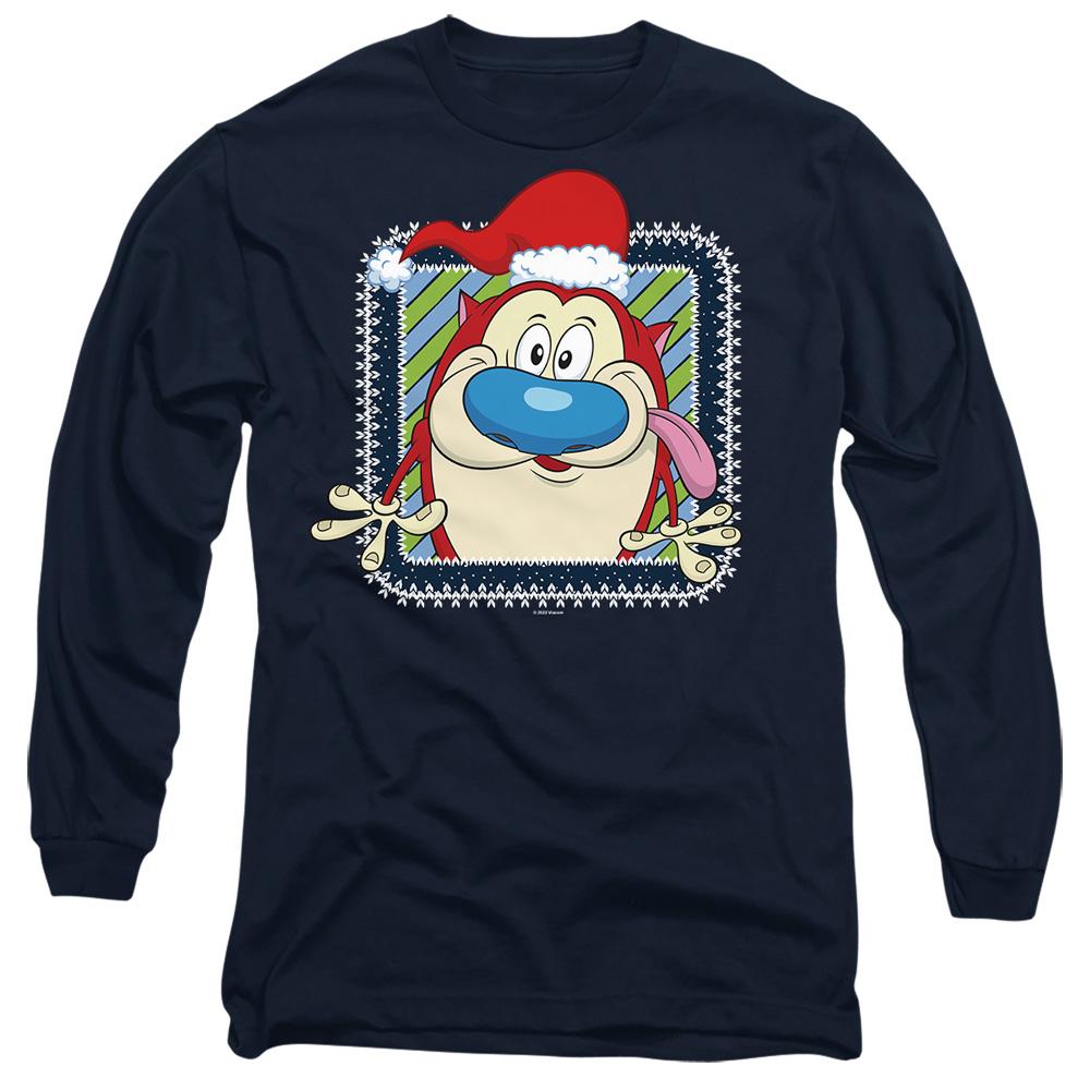 Ren & Stimpy Unisex Adult Festive Santa Hat Christmas T-Shirt