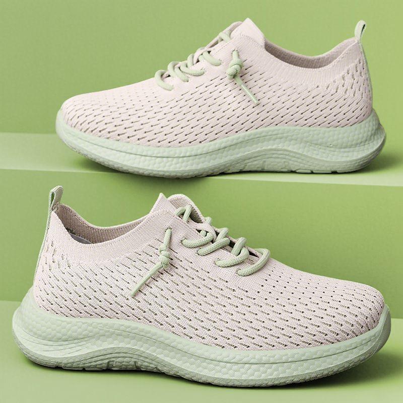 Women's Shoes Polyurethane Casual Shoes Couple's Fly-woven Breathable Single Shoes Soft-soled Lightweight Shoes Women's Lace-up Shoes