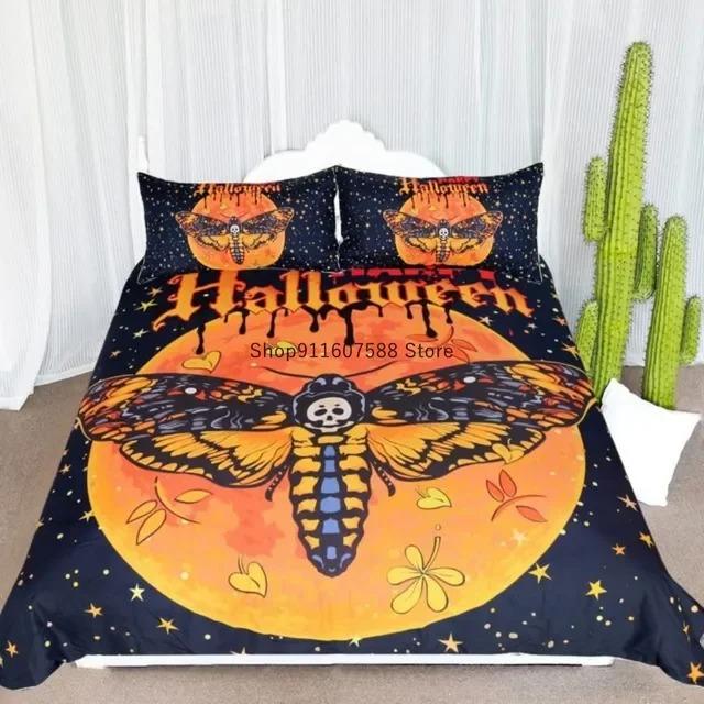 Schwarzer Tod Motte Bettwäsche Set Gotisches Totenkopf Bettbezug Set Schmetterling Bettwäsche 2/3 Stück Mond Sterne Luxus Heimtextilien