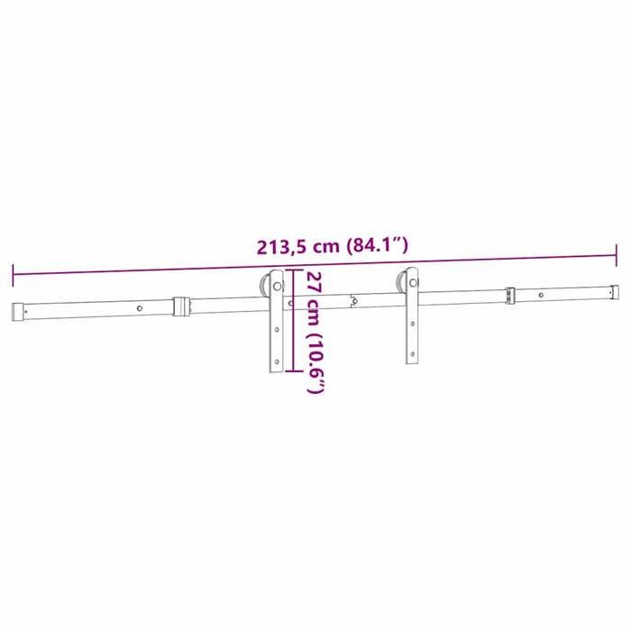 VidaXL Sliding Door Hardware Kit 213.5 Cm Black Steel, Sliding Door Hardware, Door Roller 4009715
