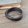 Vintage Men Leather Bracelet Brown Braided Multi-layer Stainless Steel Clasp Casual Wristband Jewelry Gift for Boyfriend