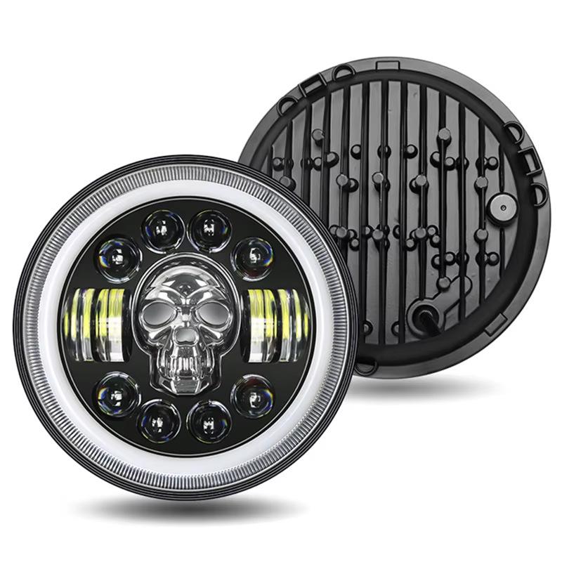7-inch Harley RGB Skull Headlight for Off-road & Wrangler
