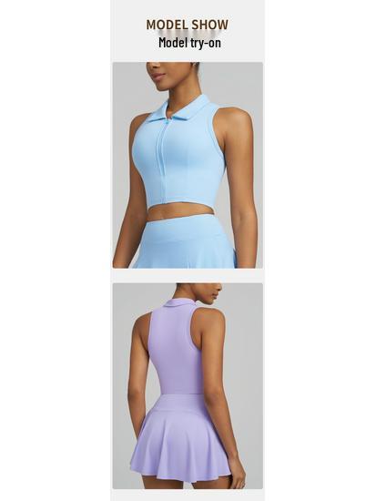 Juman Damen Tennis-Weste mit Front-Reißverschluss und integrierten Polstern - Sport-BH für Yoga & Fitness