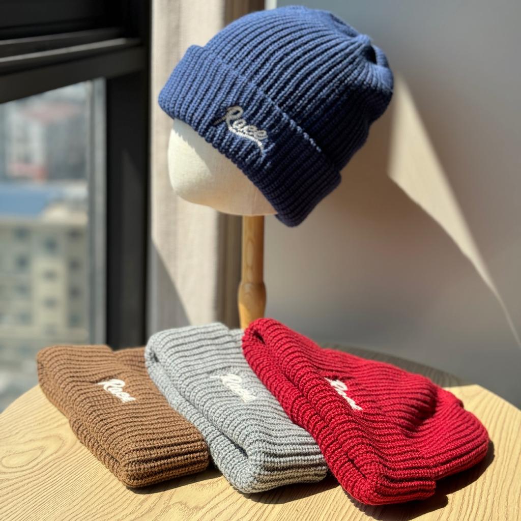 Autumn and Winter Korean Version Street Versatile Three-dimensional Letter Embroidery Warm Knitted Hat Ear Protection Cold Hat for Men
