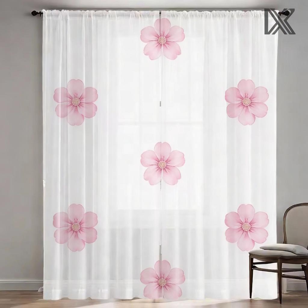 Pink Bow Curtains Hd Digital Print Pocket Rod Design Living Room Bedroom Home Decor Window Treatments Curtain Light Filtering For Sitting Polyester