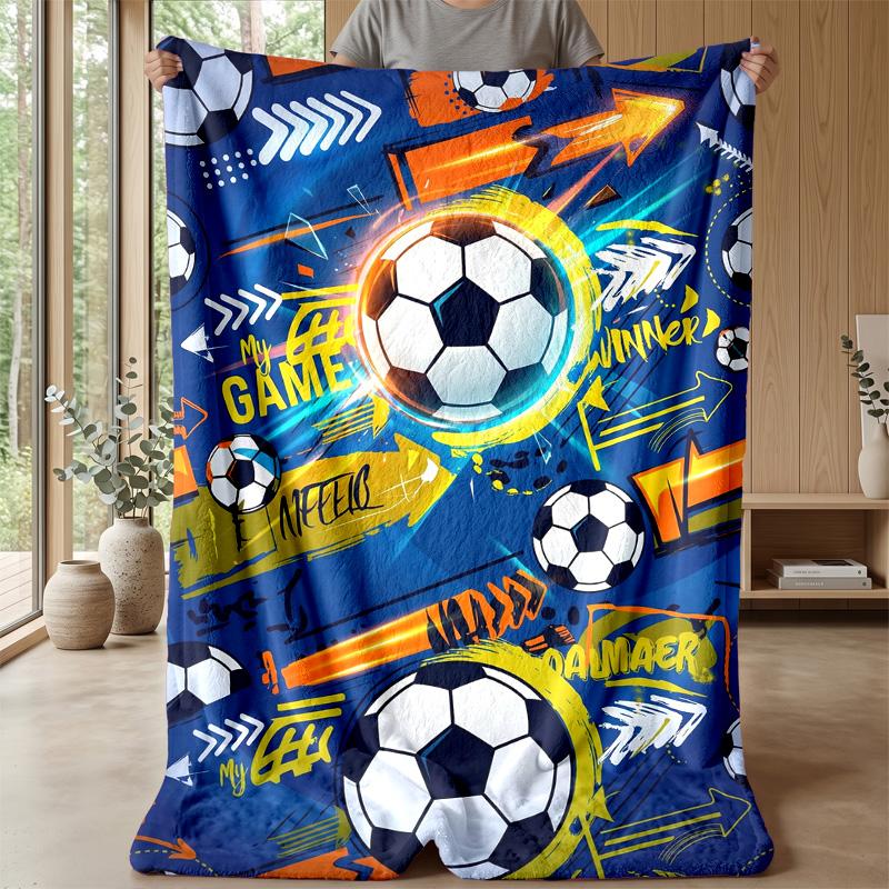 Soccer Ball Celebration Theme blanket Lightweight Warm Flannel Blanket Decorative Throw Blanket for Home Decoration