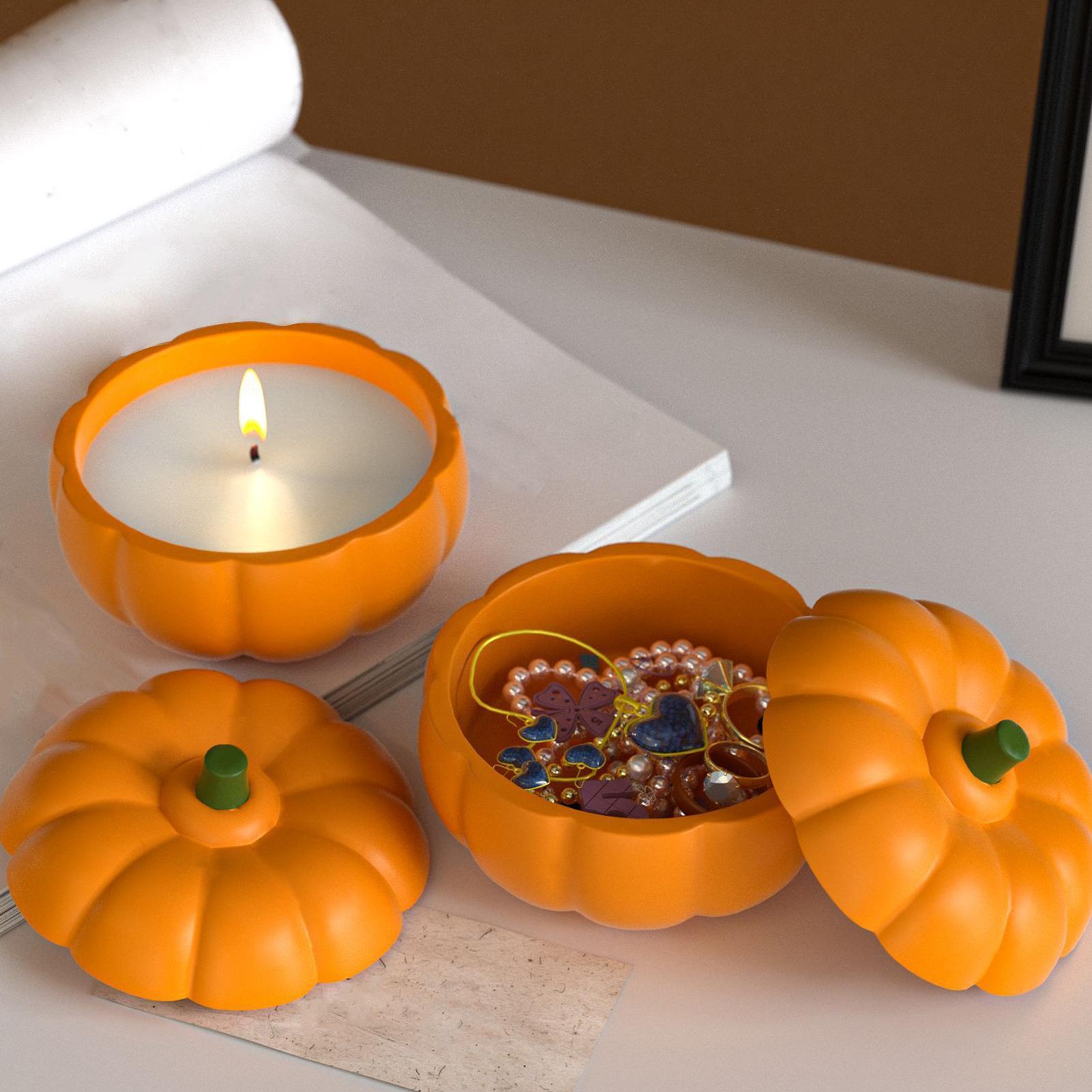 Halloween Pumpkin Candle Holder Mold - Reusable Container for Craft Clay, Wax, Fondant, Chocolate Casting, Party Decorations China Mainland