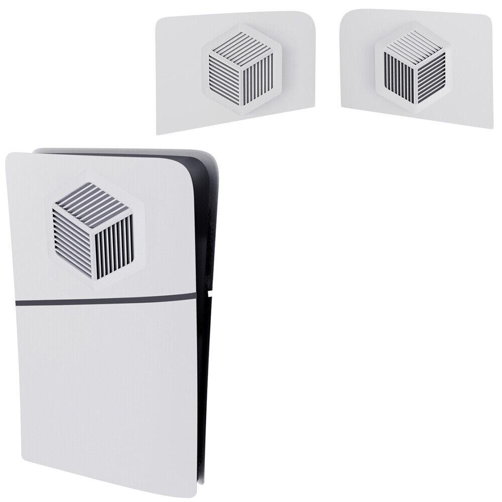 Čelní panel konzole PS5 Slim, levý a pravý horní kryt, bílý náhradní boční kryt s chladicími otvory, prachotěsné krycí desky z ABS plastu