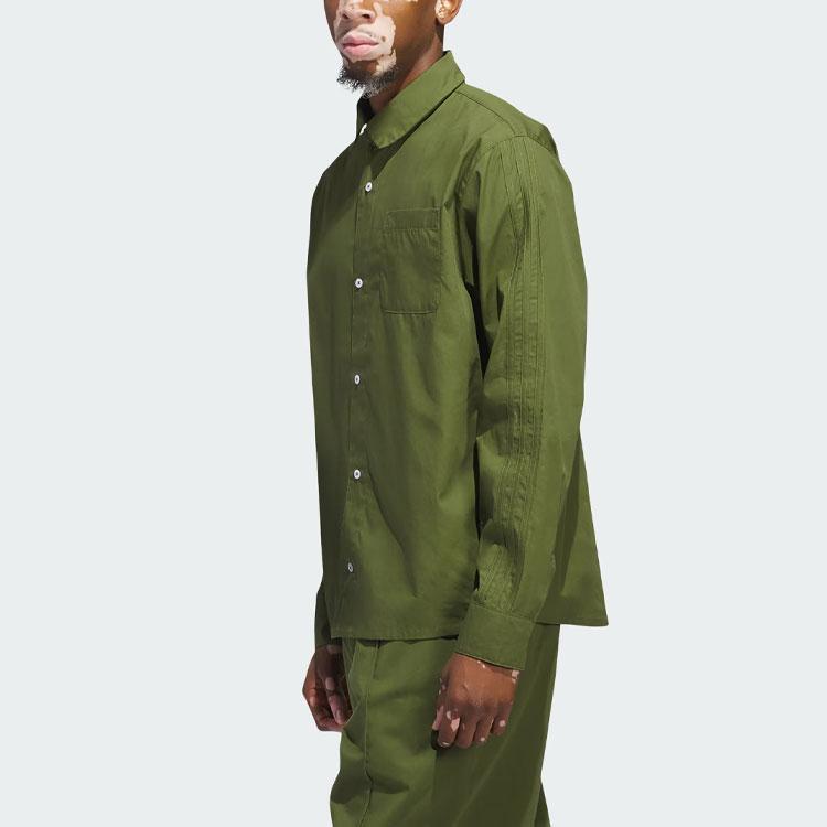 Adidas Originals Shmoofoil Button-Up Sports Long Sleeve Shirt Unisex Tops Wild-Pine IU0081