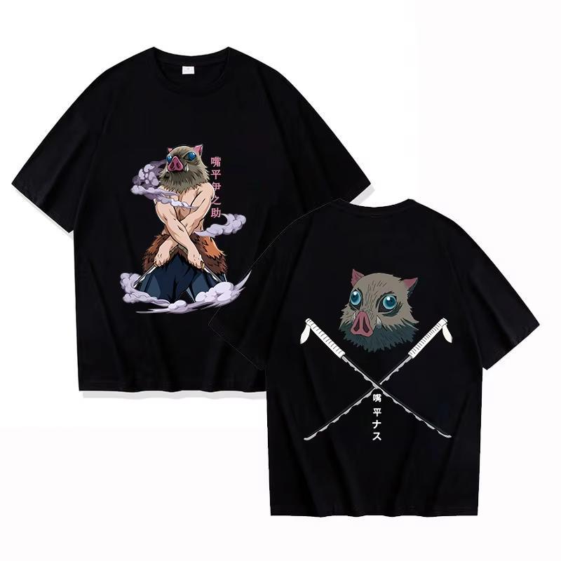 Hot Anime Hashibira Inosuke Cartoon Demon Slayer T Shirt Summer Fashion Casual Short Sleeve Round Neck Top Women Men Tee Hip Hop