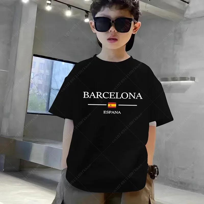 Children's Summer Milan Letter Printed T-shirt for Boys' Short Sleeves Luxury T-shirt for Children's Clothing Loose Cotton Soft Girl's Top