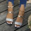 Sommersandalen für Damen, flache Sandale, funkelnde Strasssteine, trendige Damen-Strandsandalen, glitzernde, elegante Slip-on-Bling-Freizeitschuhe