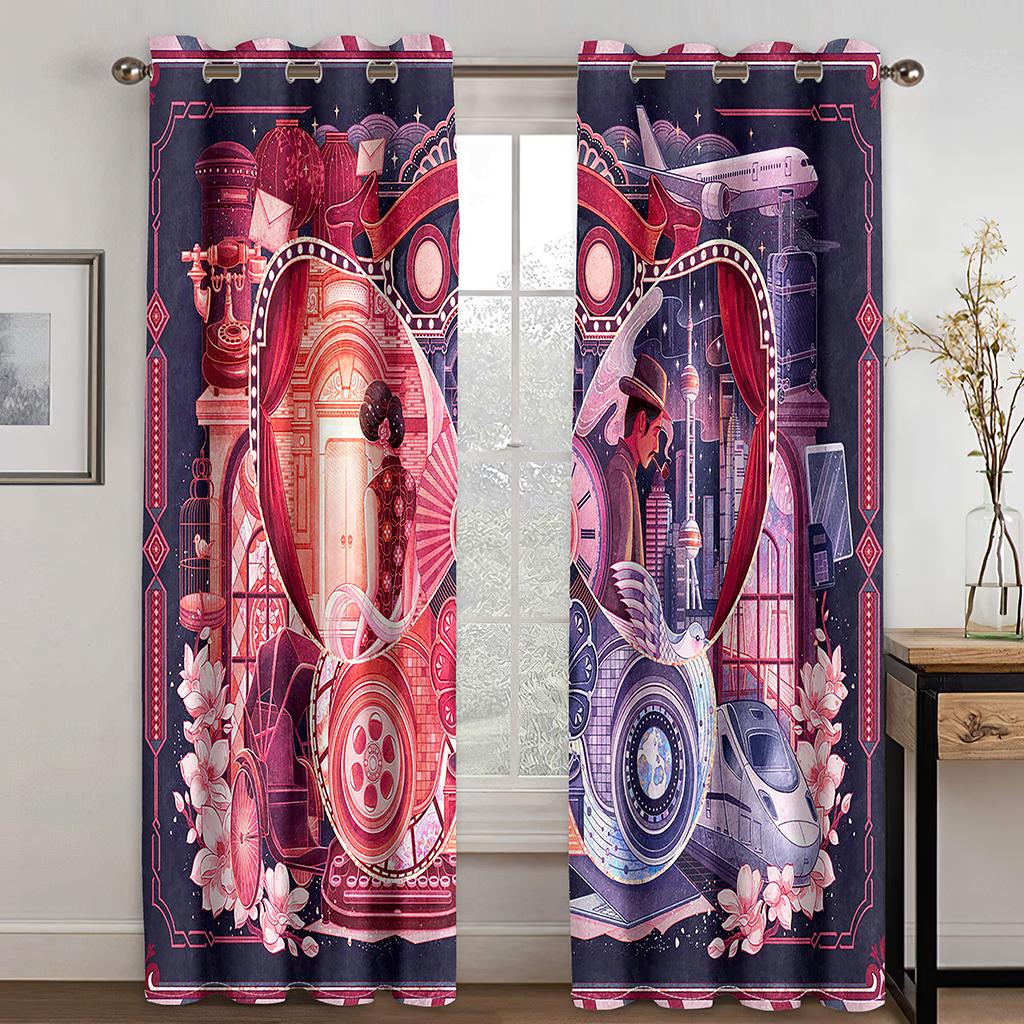 Chinese Shanghai City Girl Cheongsam Opera Window Curtains Kids Bedroom Living Room Hall Treatments Kitchen Decor Drape Blinds