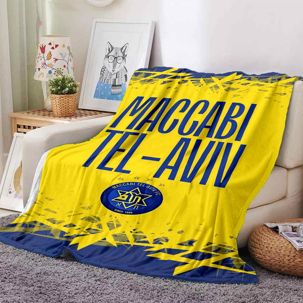 Couverture en Flanelle Imprimée Maccabi Tel-Aviv FC Haute Qualité Chaude Confortable Couverture pour Toutes les Saisons Parfaite pour les Cadeaux Décoration Intérieure