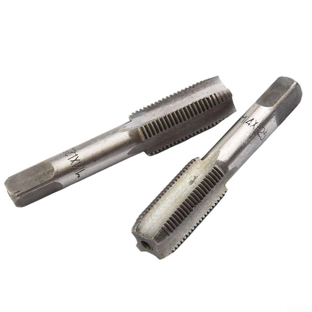 Tap Set Tools CNC Machine Silver 2pcs High Speed Steel 14mmx1.25 Metric Taper