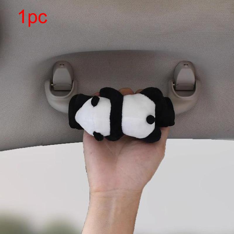 Cute Cartoon Panda Doll Car Interior Door Handle Cover Universal Plush Handbrake Case Protector Auto Roof Holder Protection
