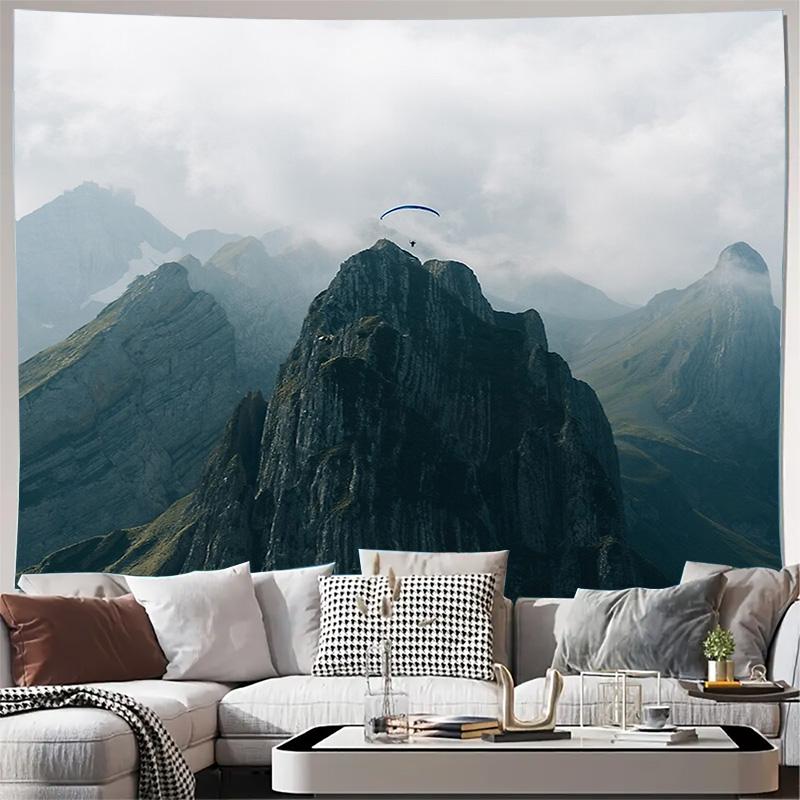 

Mountain Landscape Tapestry Forest Wall Hanging Nature Room Decor Bohemian Backdrop Dorm Aesthetic Art Large Size Home Decor 74x94cm(29x37in)