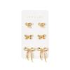 3 Pairs of Fashionable and Elegant Three-dimensional Bow Earrings, Multi Piece Set of Alloy Women's Earrings