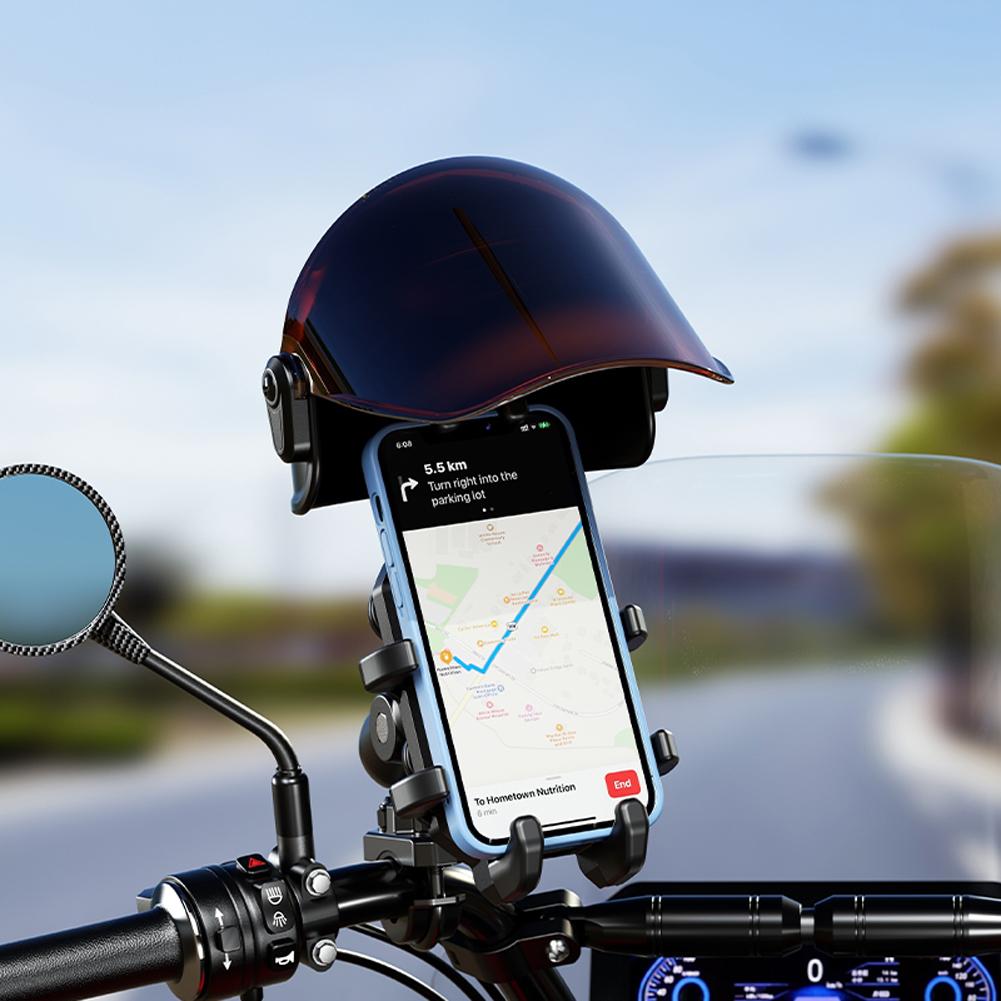 Malý držák na telefon na helmu, sluneční clona, držák na řídítka motocyklu, mobilní telefon, helma, deštník, přenosný mini slunečník, podpora telefonu