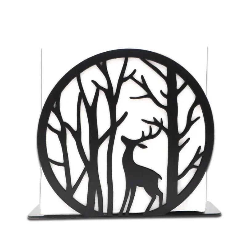 

Home LivingRoom Iron Art Standing Tissue Holder Rustic animal Pattern Party Wedding Dining Table Decor Napkin Stand Storage Rack олений
