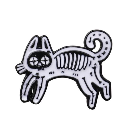 Talos Unisex Retro Vogel Katze Skelett Emaille Brosche Anstecker Jeansjacke Kragenabzeichen