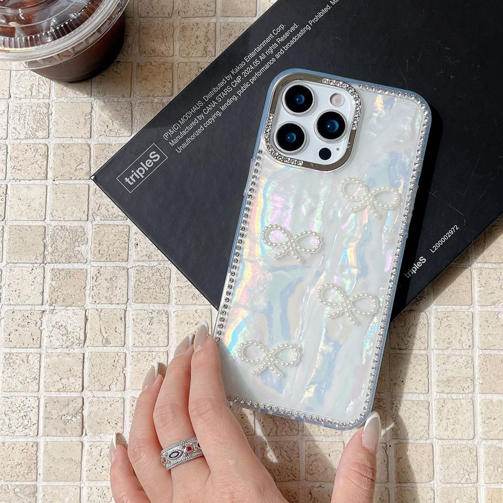 Schönes Ins Love Muschelmuster für IPhone 16 Neue Handyhülle für Apple 15 Promax Mode Flash Diamant