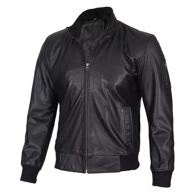AL KHALID Men's Vintage Cafe Racer Genuine Black Lambskin Leather Casual Moto Biker Jacket