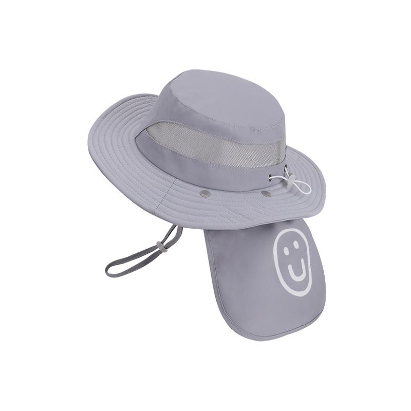 Summer Children's Hat Outdoor Outing Visor Solid Color Breathable Sunscreen Hat Large Brim Shawl Neck Bucket Hat