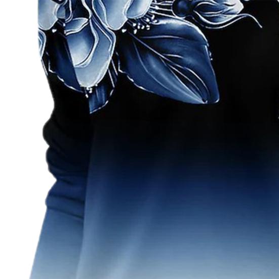 Women Blouse Plant Print Shrink Resistant Round Neck Vibrant Rose Spring Blouse for School