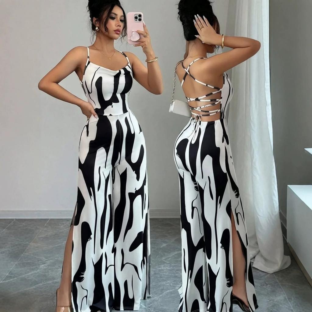 Summer New Hot-selling Women's Clothing European and American Style Fashion Printing Sexy Suspender Dress