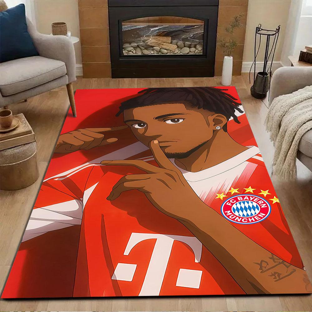 "Anime-Style Soccer Player Illustration" Patterned Carpet, Non Slip Mat Suitable for Living Room and Bedroom Sofas