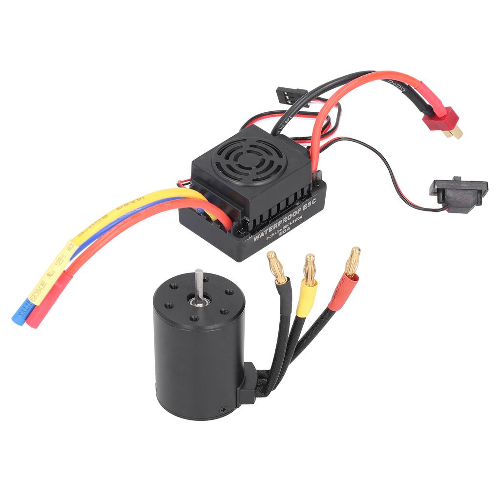 3650 Waterproof 3900KV Brushless Motor 60A Brushless ESC Parts Set for 1/10 RC Car