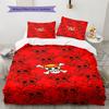 One Piece Straw Hat Pirates Pattern Bedding Quilt Set Quilt Cover Pillowcase Home Birthday Gift(1 * Duvet Cover + 2 * Pillowcase, Without Core)