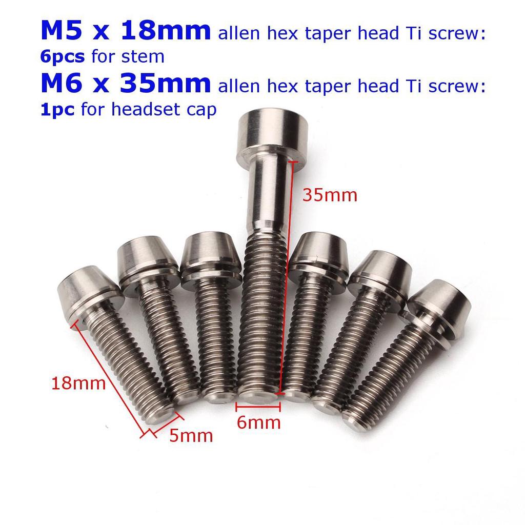 M5 x18mm Titanium Ti Bolt Taper Allen Head With Titanium Washers 10Pcs