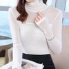 Damen Semi-High Neck Mesh Spitze Langarm Oberteil